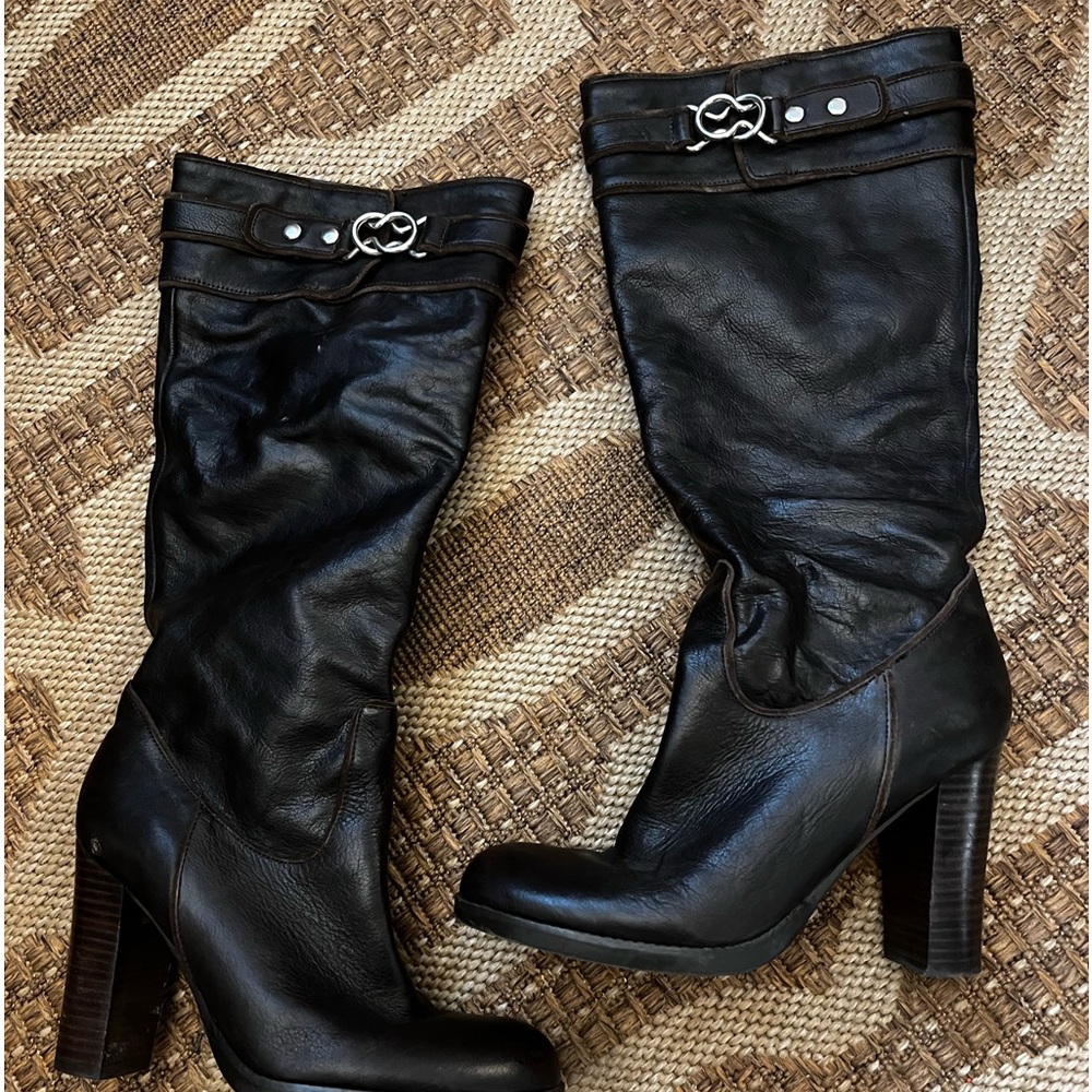 9 West brown leather boot